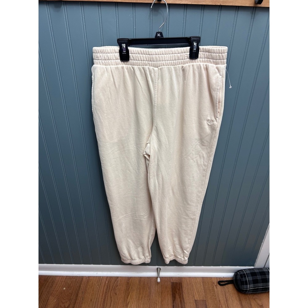 ROXY Surf Store‎ Jogger Pants Women's XL Beige Velour Relaxed Fit Casual